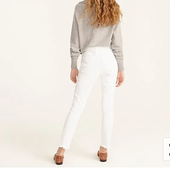 NWT J Crew White Slim Boyfriend Jean with raw hem - Picture 3 of 13